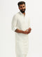 Men’s Solid Cotton Pathani Kurta with Shirt Collar and Full Sleeves