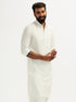 Men’s Solid Cotton Pathani Kurta with Shirt Collar and Full Sleeves