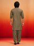 Men's Chiku Solid Swiss Slub Cotton Pathani Kurta with Chiku Silk Blend Patiala