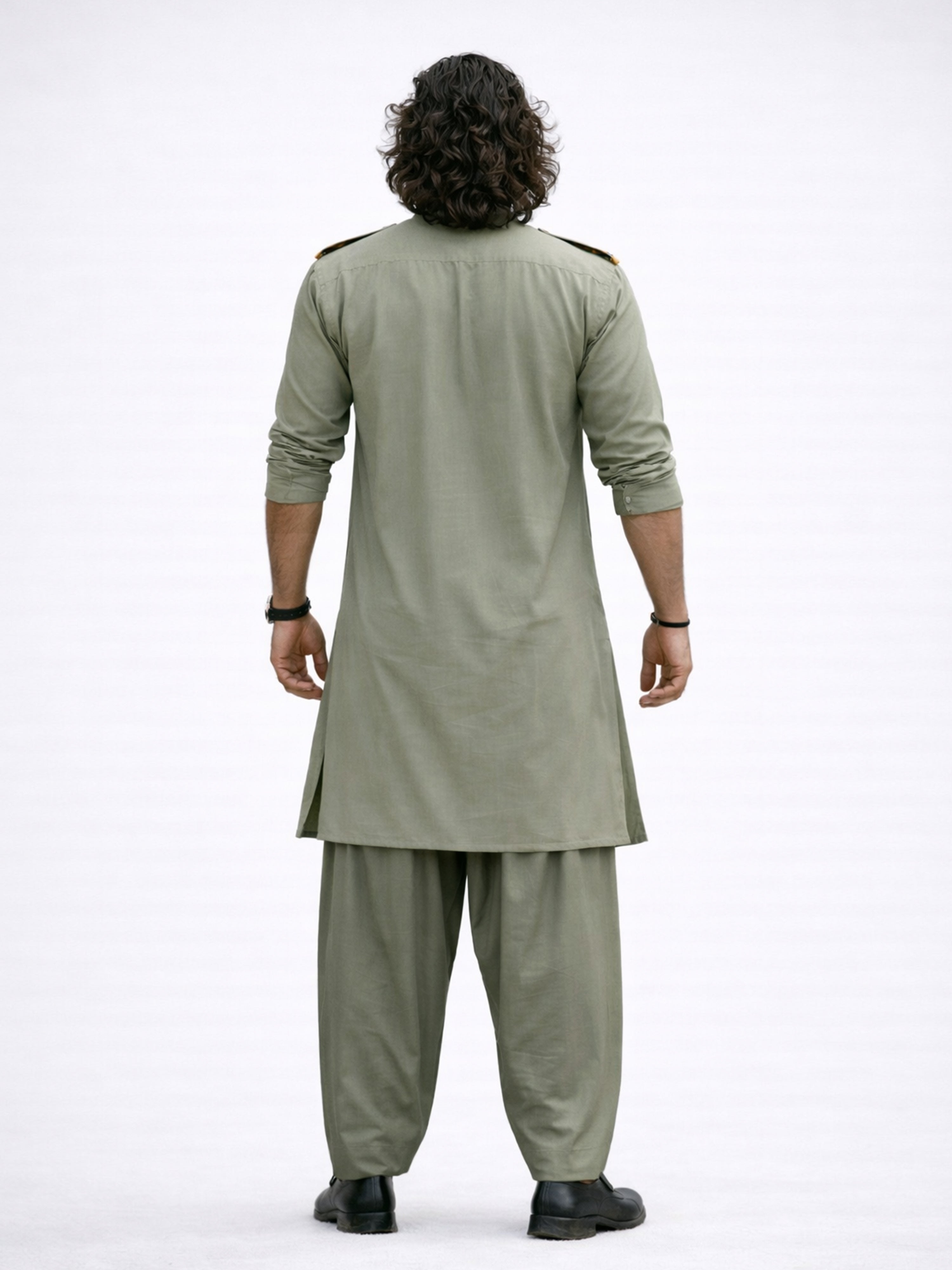 Men's Mint Green Swiss Slub Cotton Pathani Kurta with Mint Green Silk Blend Patiala