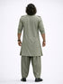 Men's Mint Green Swiss Slub Cotton Pathani Kurta with Mint Green Silk Blend Patiala