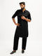 Men's Black Fine Satin Pathani Kurta Set
