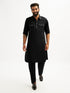 Men's Black Fine Satin Pathani Kurta Set