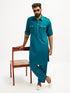 Men's Turquoise Fine Satin Pathani Kurta Set