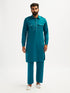 Men's Turquoise Fine Satin Pathani Kurta Set