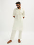 Men's White Fine Satin Pathani Kurta Set