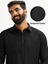 Men's Black Viscose Pathani Kurta Set