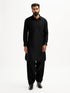 Men's Black Viscose Pathani Kurta Set