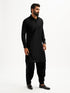 Men's Black Viscose Pathani Kurta Set