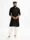 Men's Black And White Viscose Pathani Kurta Set