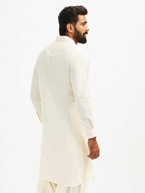 Men's Cream Viscose Pathani