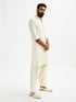 Men's Cream Viscose Pathani Kurta Set