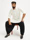 Men's White And Black Viscose Pathani Kurta Set