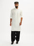 Men's White And Black Viscose Pathani Kurta Set