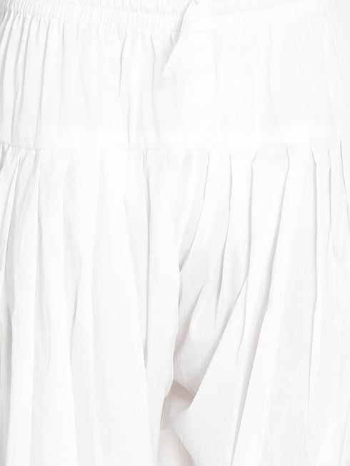 Men's White Viscose Pathani Kurta Set
