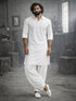 Men's White Viscose Pathani Kurta Set