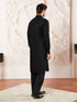 Men's Black Cotton Pathani Suit Set