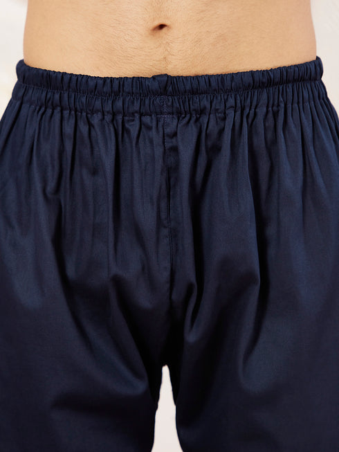 Men's Blue Cotton Pathani Suit Set