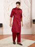Men's Maroon Cotton Pathani Suit Set