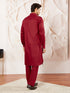 Men's Maroon Cotton Pathani Suit Set
