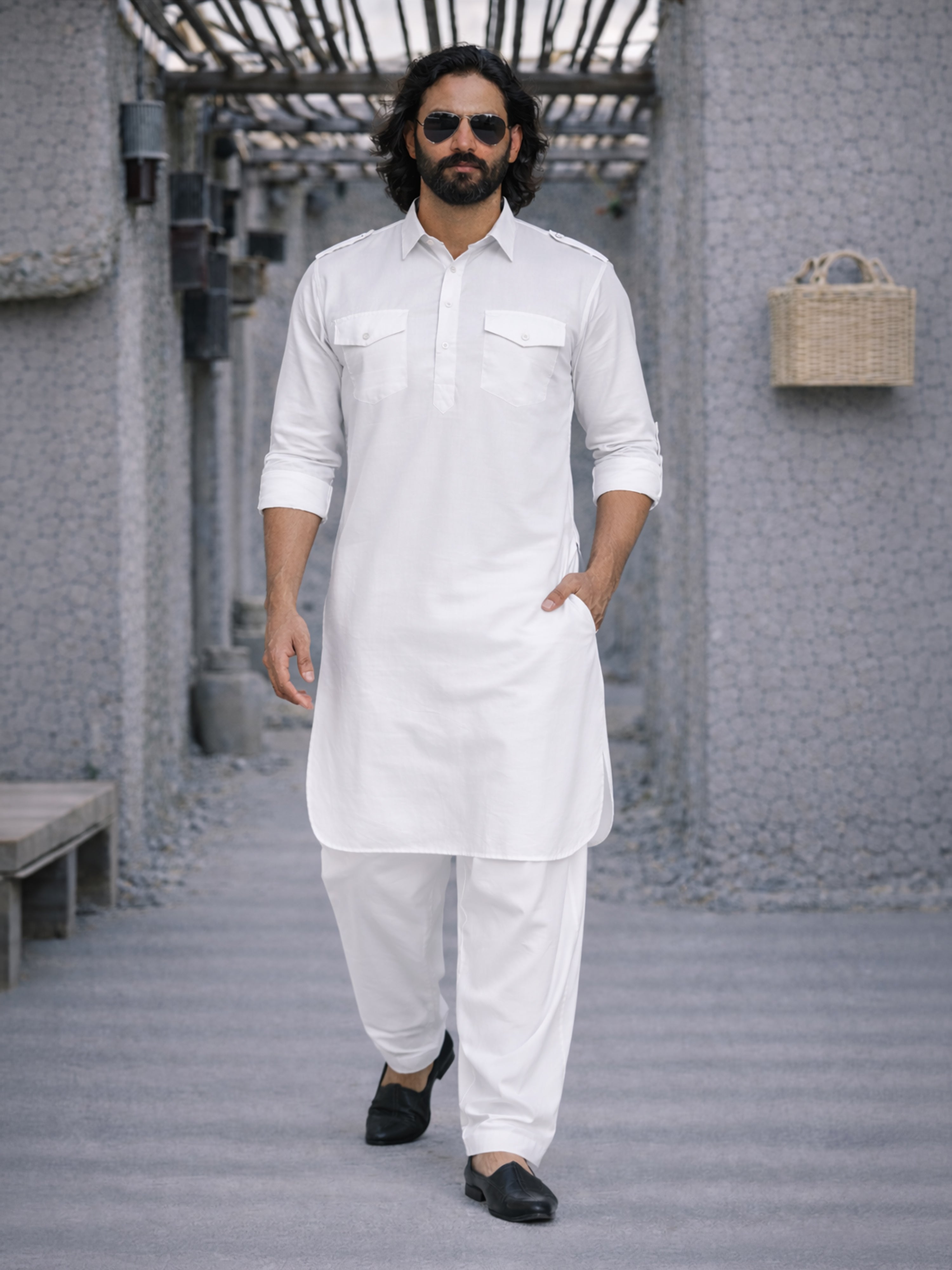 Men's White Pathani Suit Set