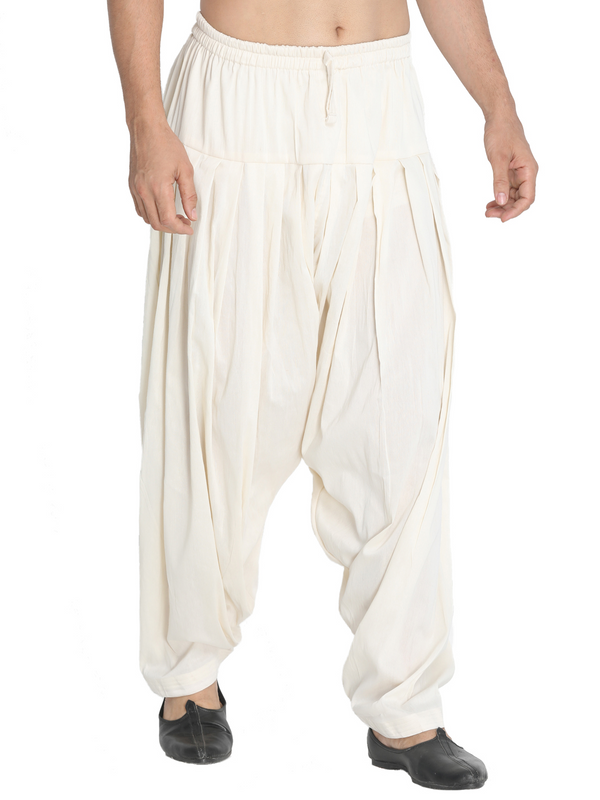 men's beige cotton blend Patiala pyjama for traditional kurtas and ethnic occasions