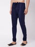 Men Navy Solid Churidar Pant with Drawstring Waist