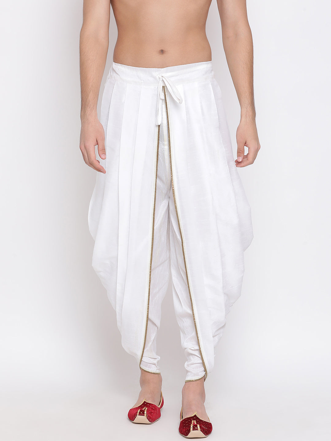 Men's White Silk Blend Dhoti Pant