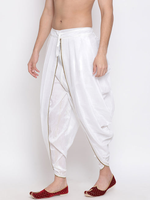 Men's White Silk Blend Dhoti Pant