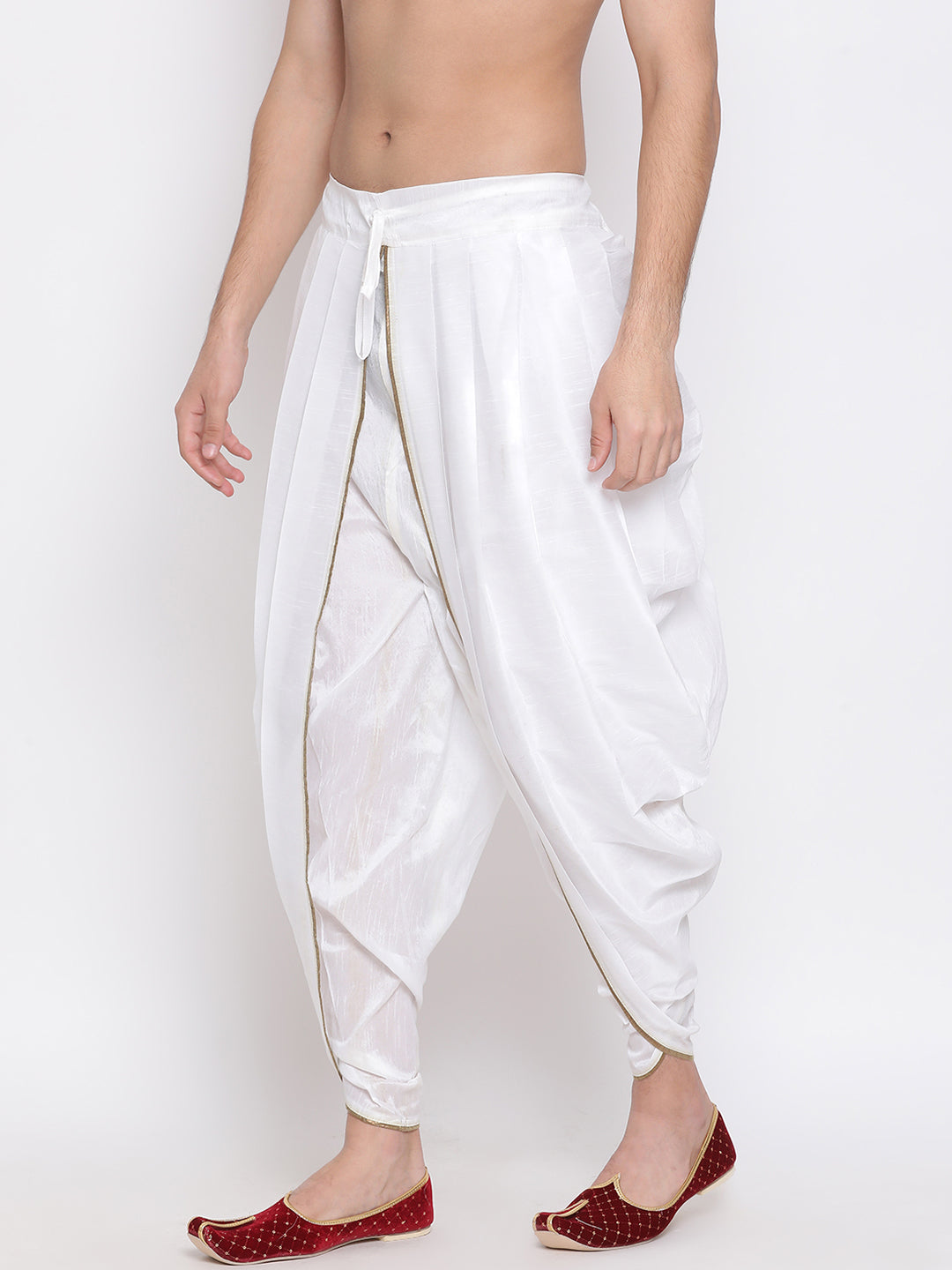 Men's White Silk Blend Dhoti Pant