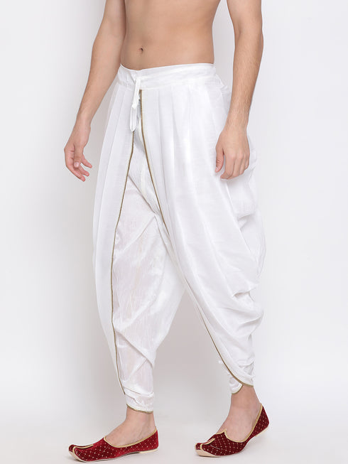 Men's White Silk Blend Dhoti Pant