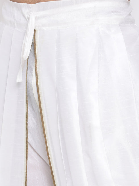 Men's White Silk Blend Dhoti Pant