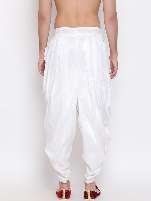Men's White Silk Blend Dhoti Pant