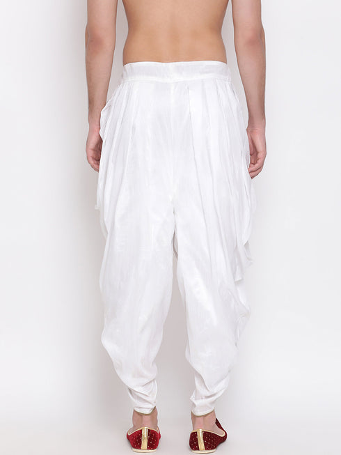 Men's White Silk Blend Dhoti Pant