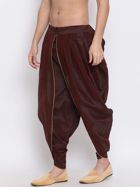 Men's Wine Silk Blend Dhoti Pant