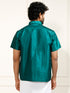 VASTRAMAY Men's Green Silk Blend Ethnic Shirt