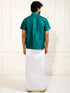 Men's Bottle Green Silk Blend Shirt And Mundu