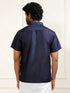 Men's Navy Blue Silk Blend Ethnic Shirt