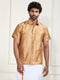 Men's Gold Silk Blend Ethnic Shirt