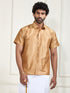 Men's Gold Silk Blend Ethnic Shirt