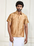 Men's Gold Silk Blend Ethnic Shirt