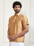 Men's Gold Silk Blend Ethnic Shirt