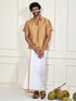 Men's Gold Silk Blend Ethnic Shirt
