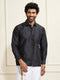 Men's Black Silk Blend Ethnic Shirt