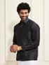 Men's Black Silk Blend Ethnic Shirt