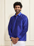 Men's Blue Silk Blend Ethnic Shirt
