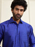 Men's Blue Silk Blend Ethnic Shirt