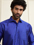 Men's Blue Silk Blend Ethnic Shirt