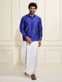 Men's Blue Silk Blend Ethnic Shirt