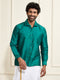 Men's Green Silk Blend Ethnic Shirt